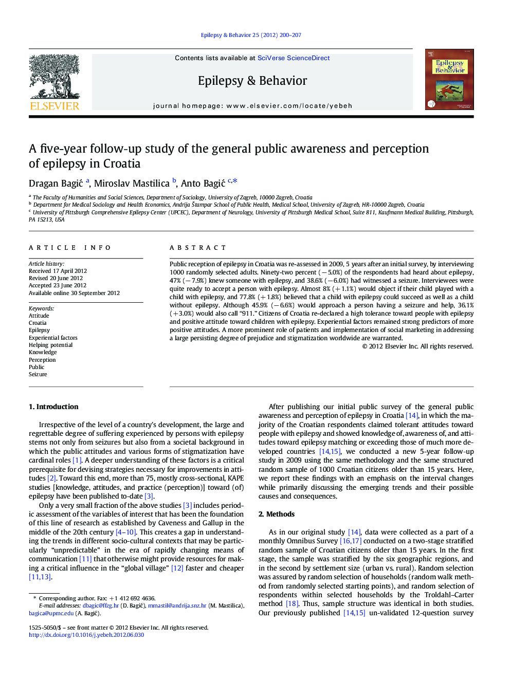 A five-year followâup study of the general public awareness and perception of epilepsy in Croatia