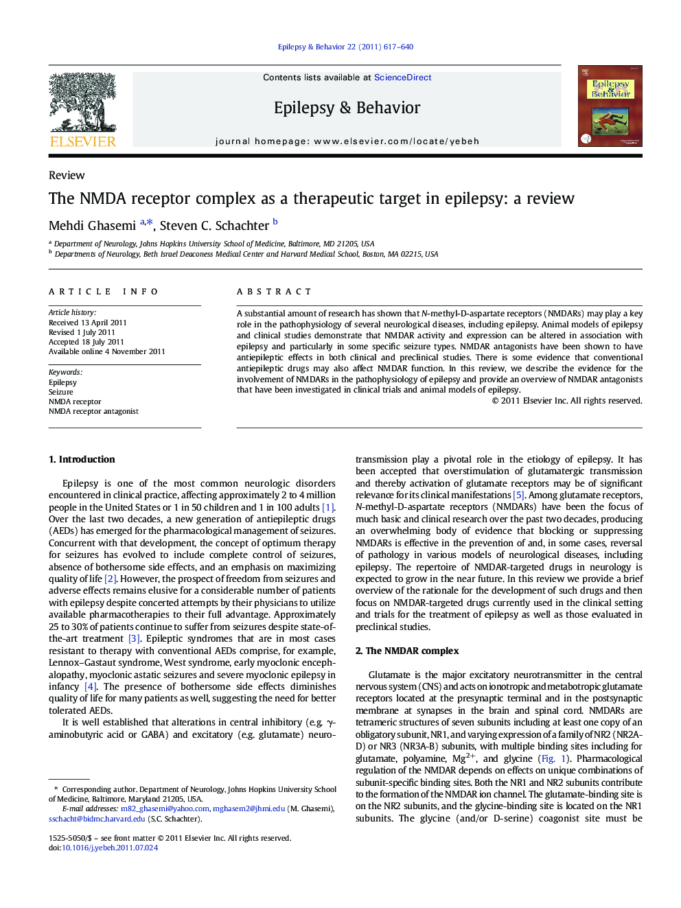 The NMDA receptor complex as a therapeutic target in epilepsy: a review