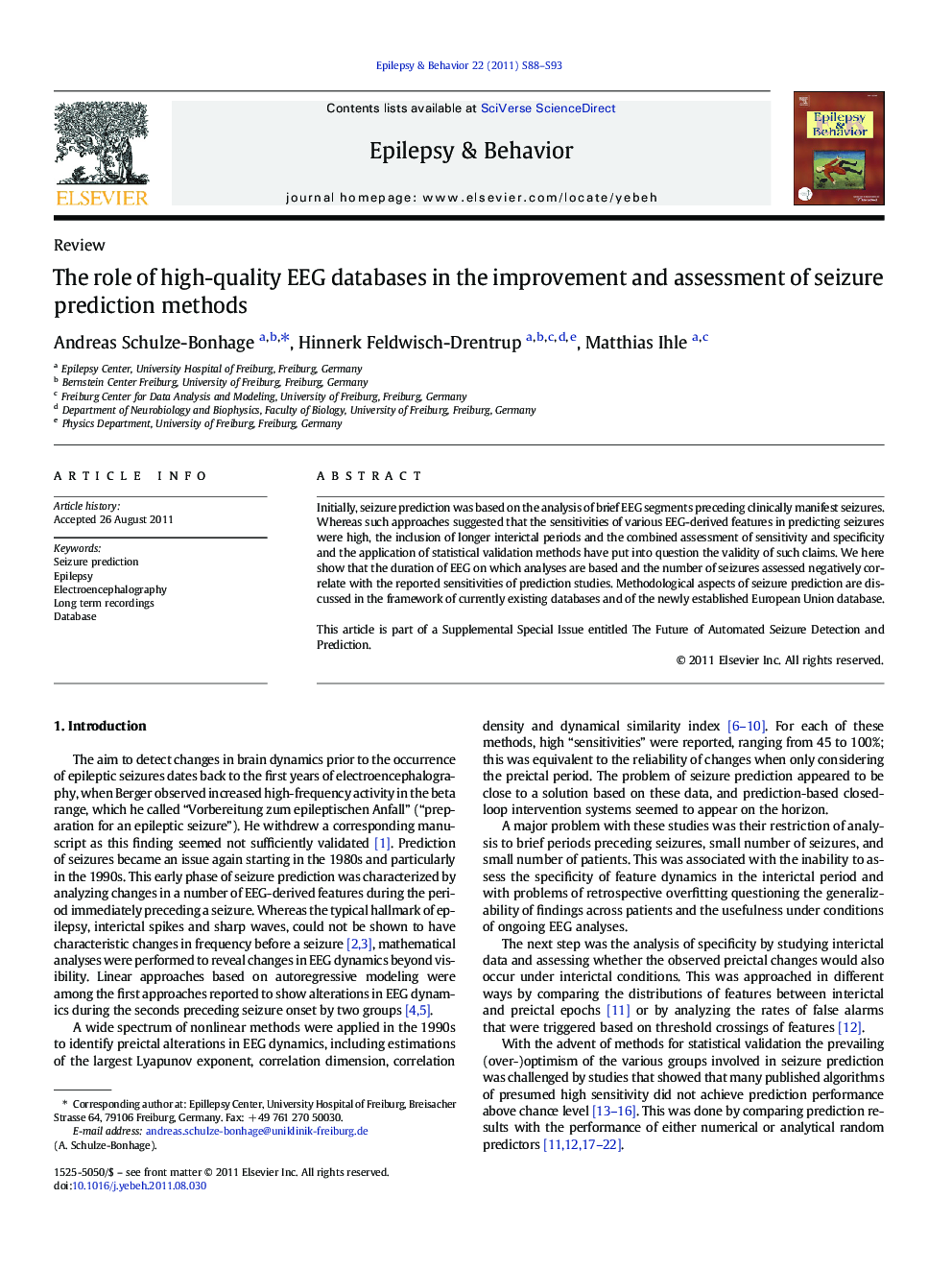 The role of high-quality EEG databases in the improvement and assessment of seizure prediction methods