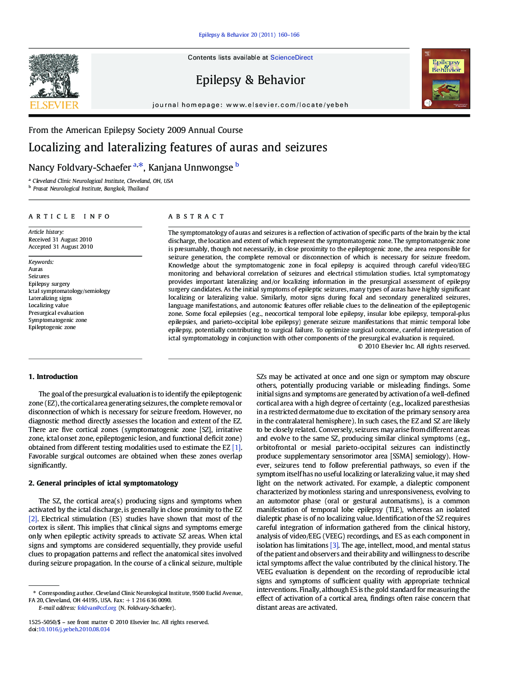 Localizing and lateralizing features of auras and seizures