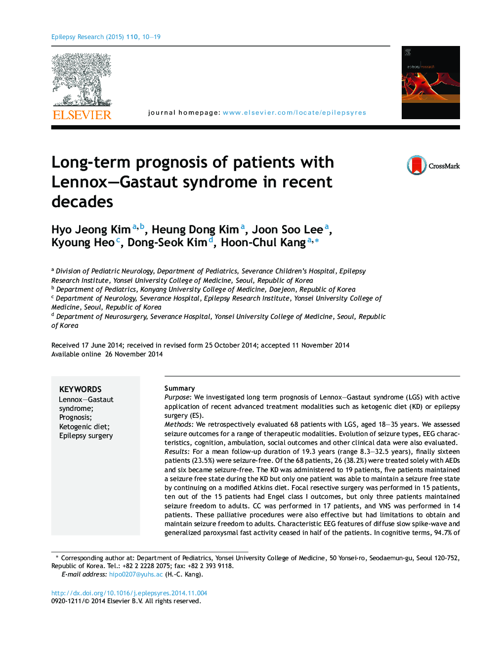 Long-term prognosis of patients with Lennox-Gastaut syndrome in recent decades