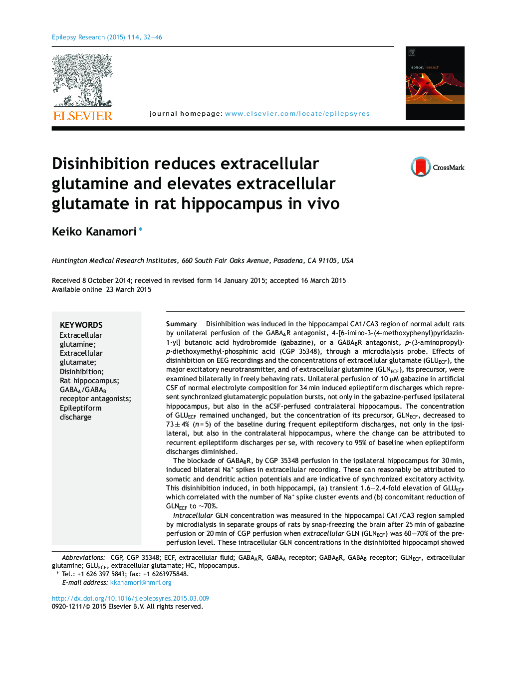 Disinhibition reduces extracellular glutamine and elevates extracellular glutamate in rat hippocampus in vivo