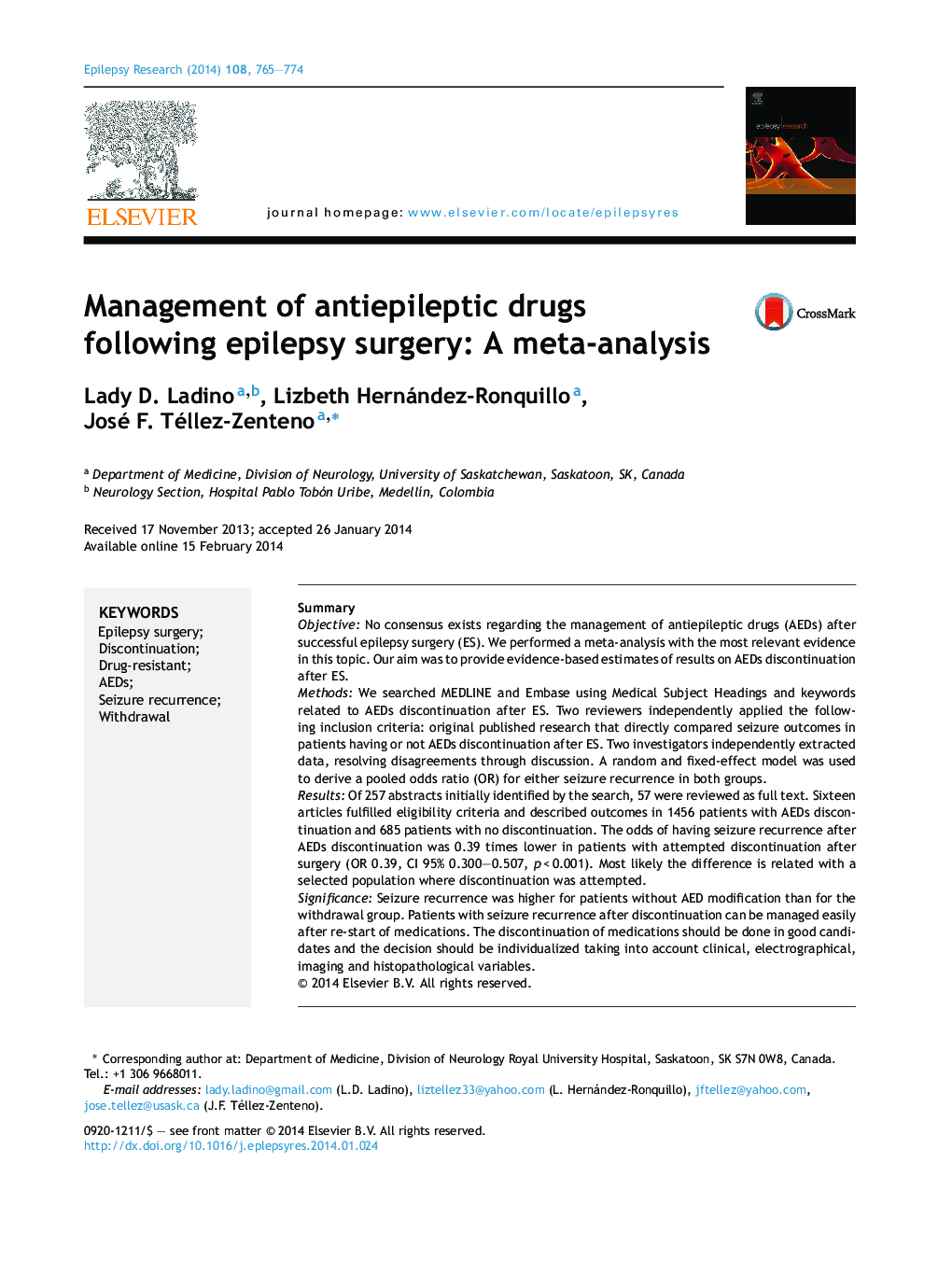 Management of antiepileptic drugs following epilepsy surgery: A meta-analysis