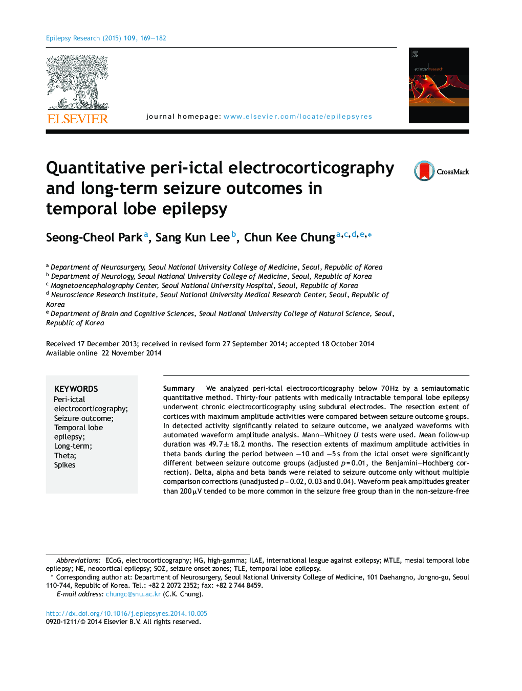 Quantitative peri-ictal electrocorticography and long-term seizure outcomes in temporal lobe epilepsy