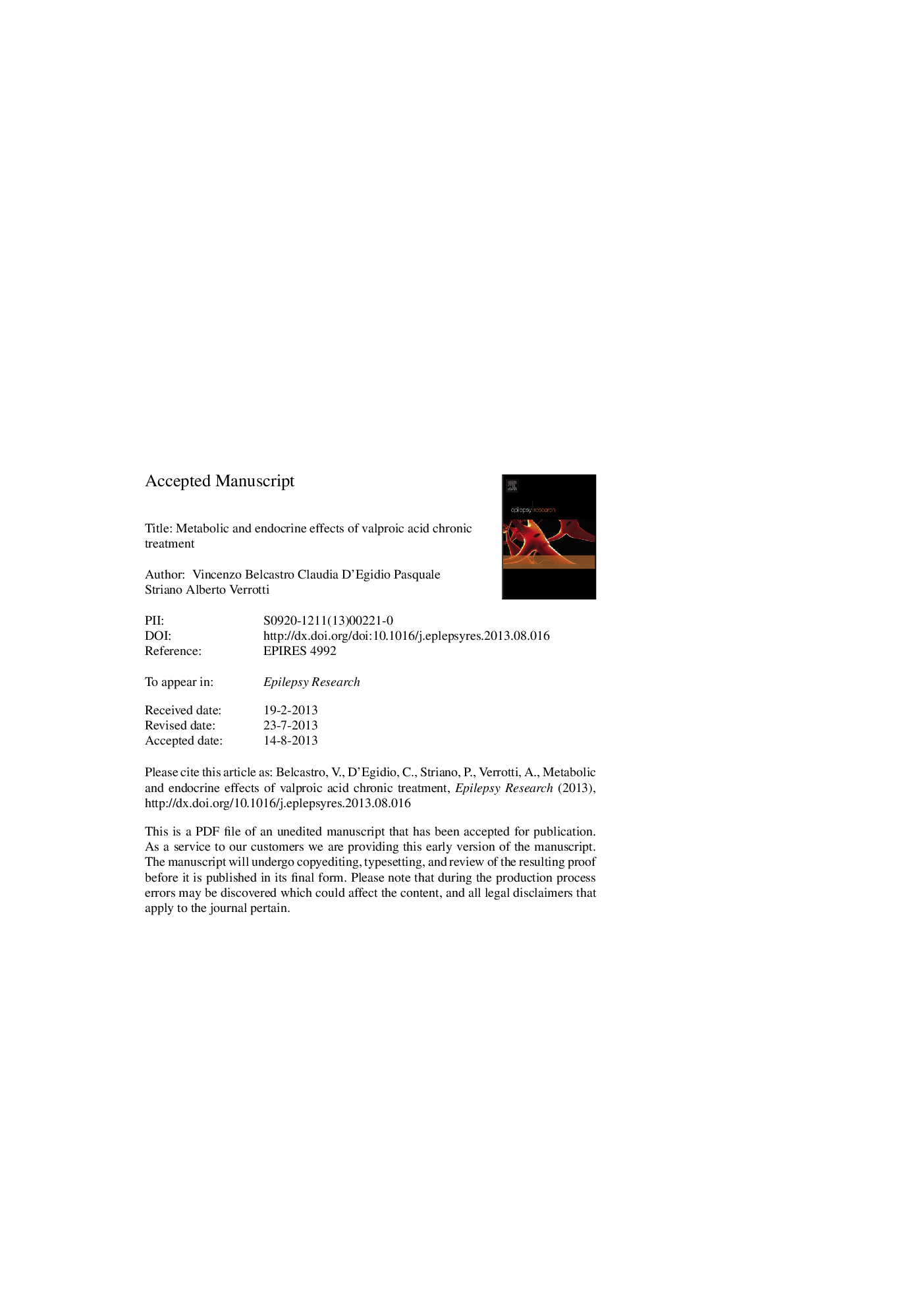 Metabolic and endocrine effects of valproic acid chronic treatment