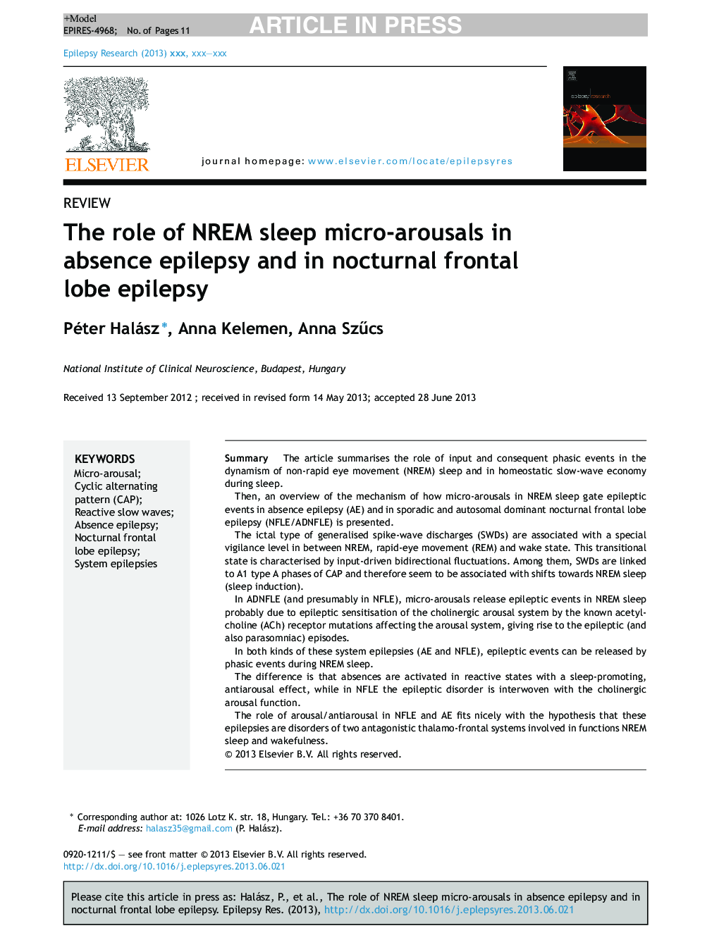 The role of NREM sleep micro-arousals in absence epilepsy and in nocturnal frontal lobe epilepsy