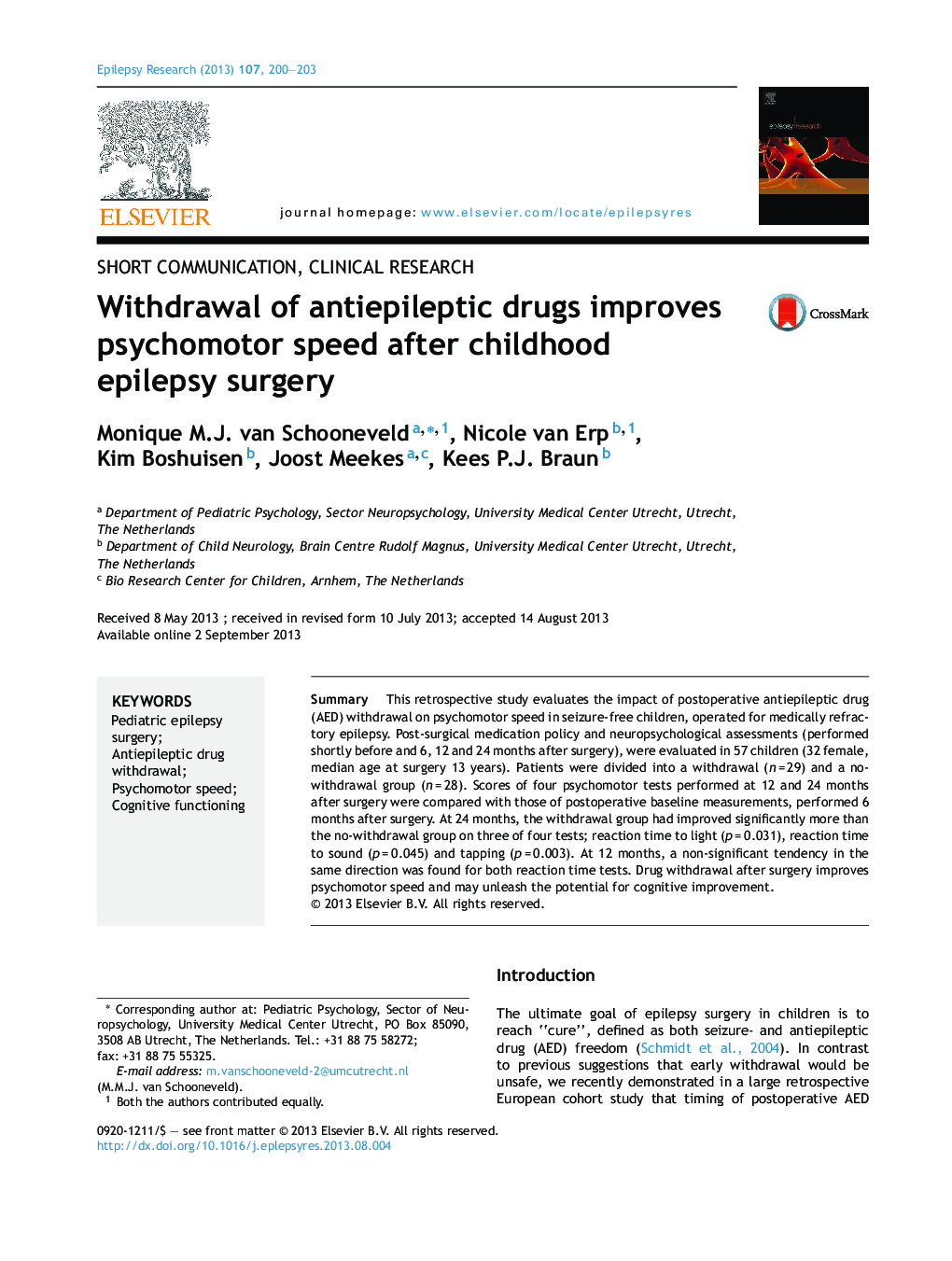 Withdrawal of antiepileptic drugs improves psychomotor speed after childhood epilepsy surgery