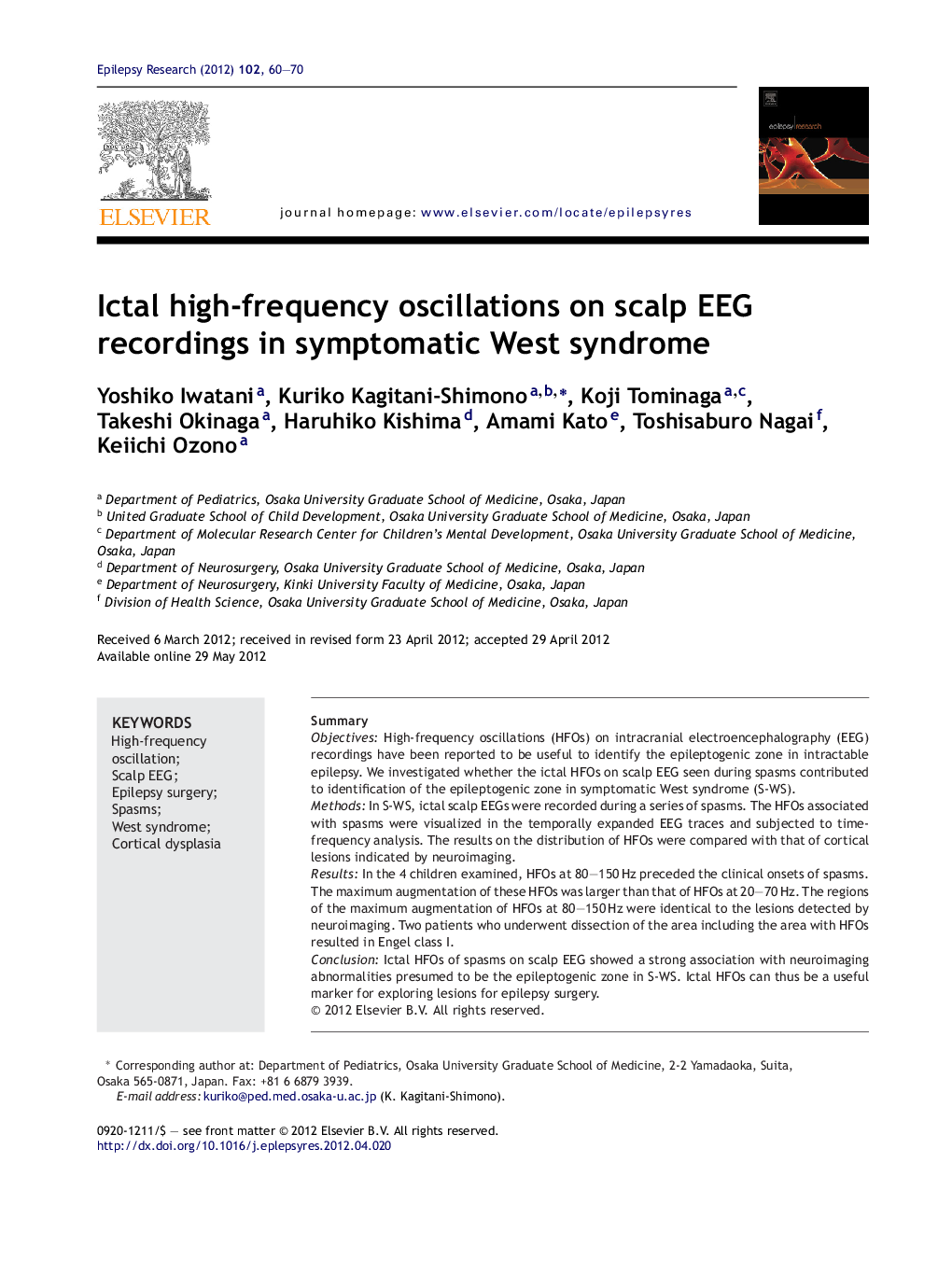 Ictal high-frequency oscillations on scalp EEG recordings in symptomatic West syndrome