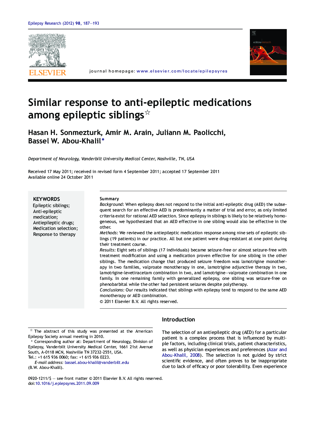 Similar response to anti-epileptic medications among epileptic siblings