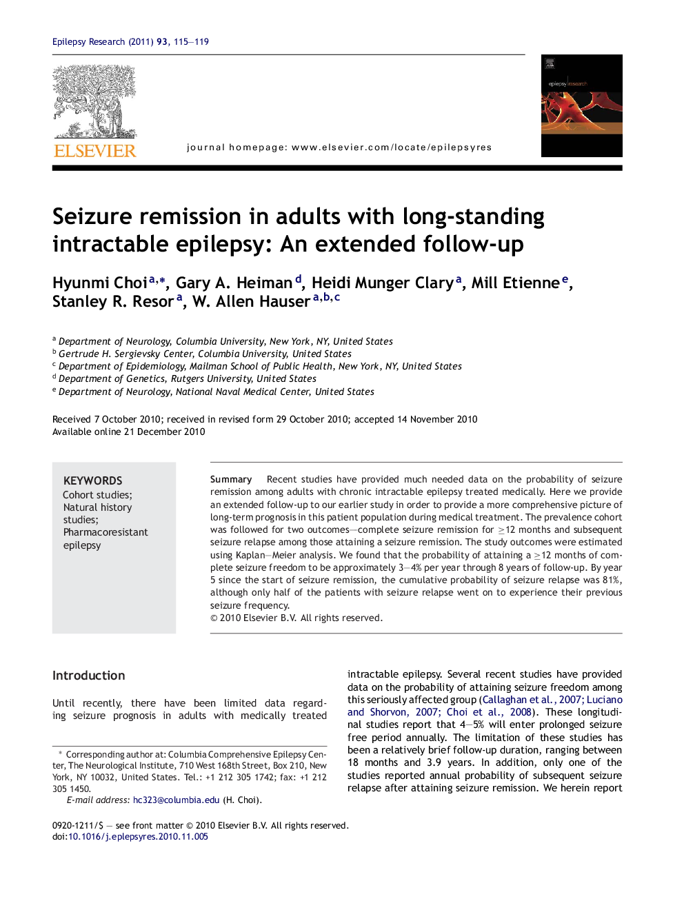 Seizure remission in adults with long-standing intractable epilepsy: An extended follow-up