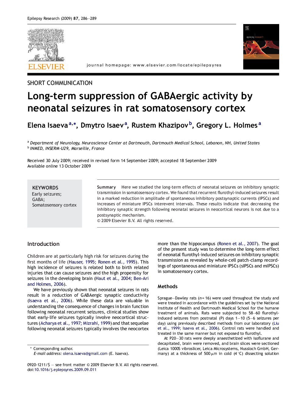 Short communicationLong-term suppression of GABAergic activity by neonatal seizures in rat somatosensory cortex