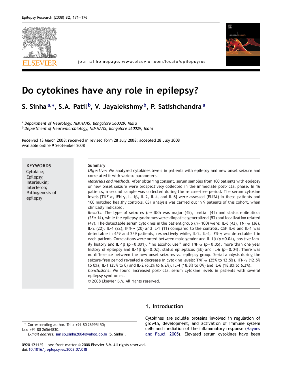 Do cytokines have any role in epilepsy?