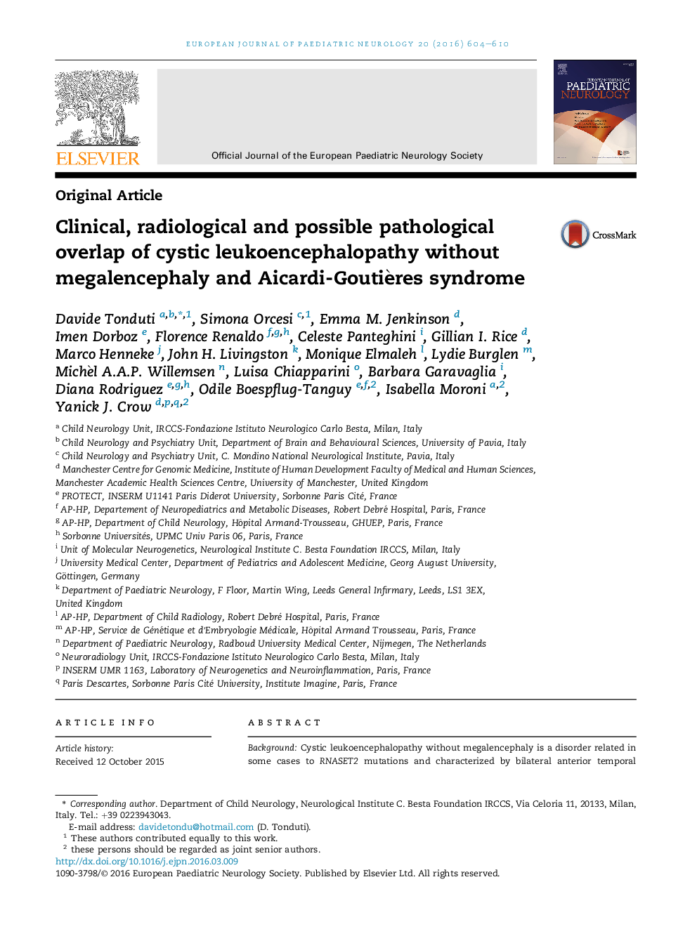 Clinical, radiological and possible pathological overlap of cystic leukoencephalopathy without megalencephaly and Aicardi-GoutiÃ¨res syndrome