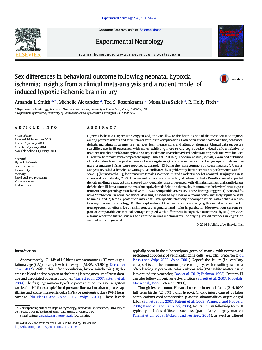 Sex differences in behavioral outcome following neonatal hypoxia ischemia: Insights from a clinical meta-analysis and a rodent model of induced hypoxic ischemic brain injury