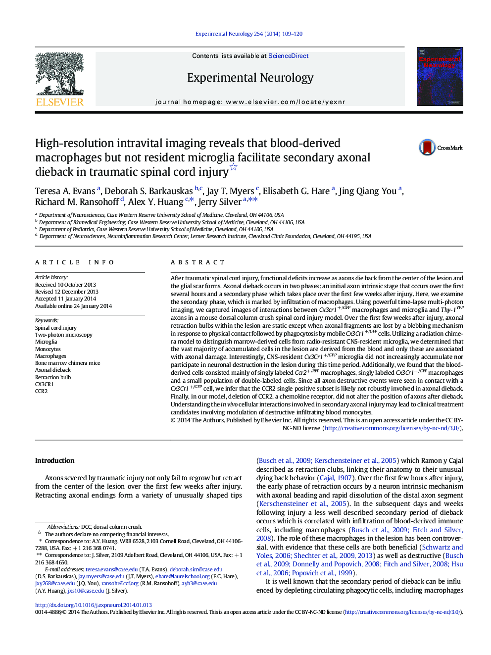 High-resolution intravital imaging reveals that blood-derived macrophages but not resident microglia facilitate secondary axonal dieback in traumatic spinal cord injury