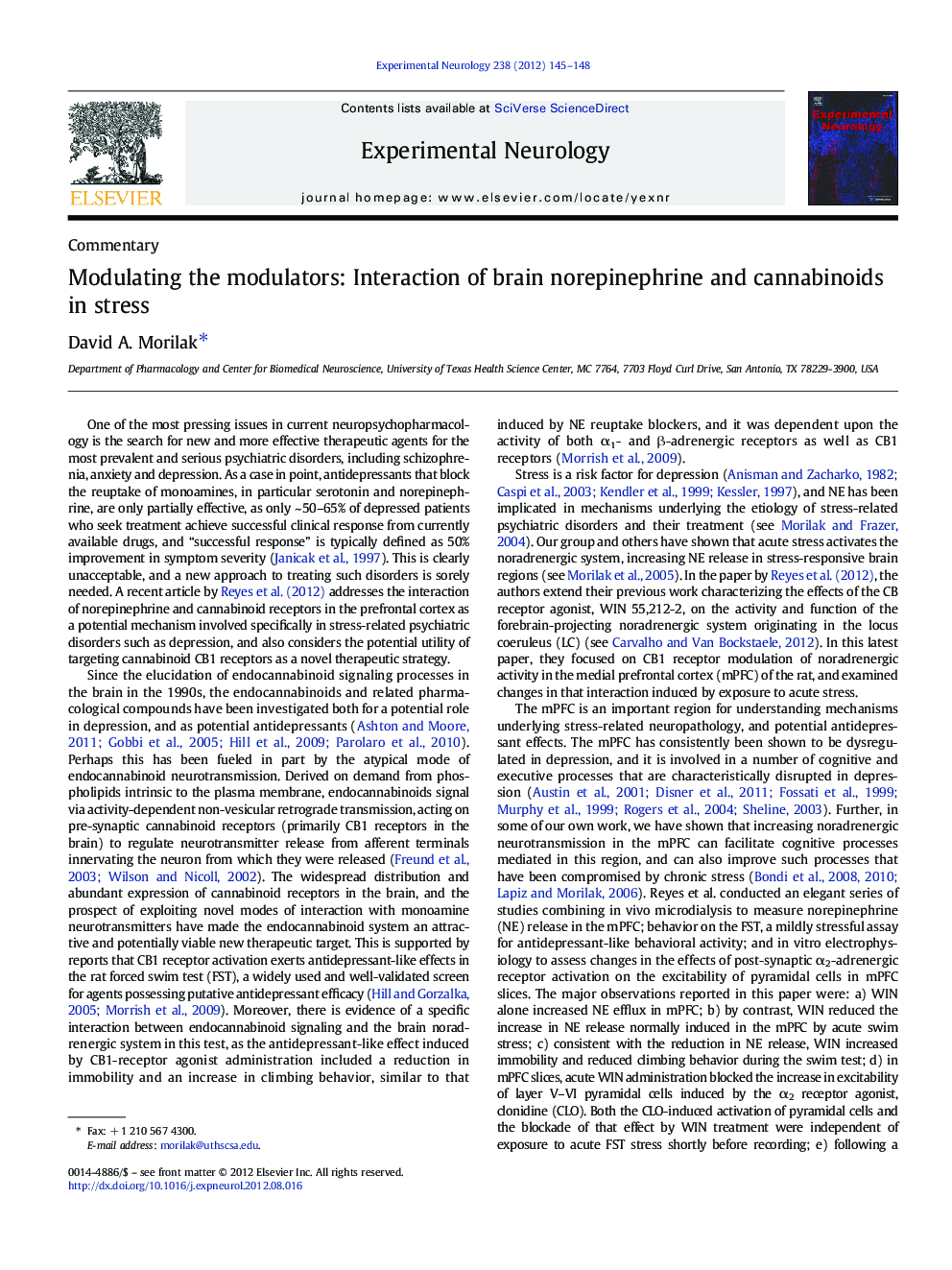 Modulating the modulators: Interaction of brain norepinephrine and cannabinoids in stress
