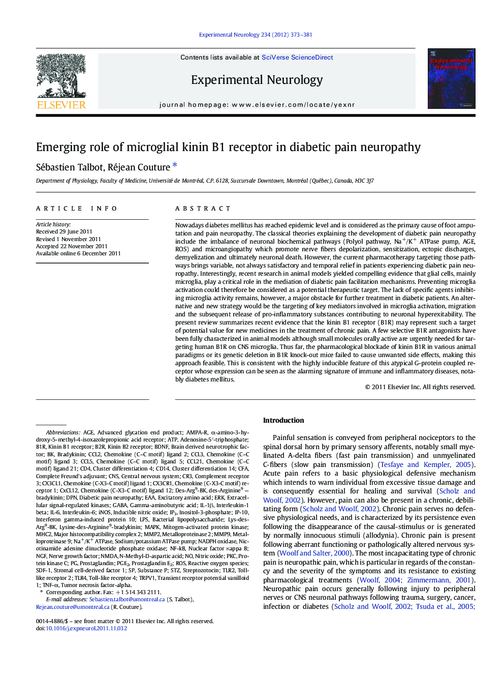 Emerging role of microglial kinin B1 receptor in diabetic pain neuropathy
