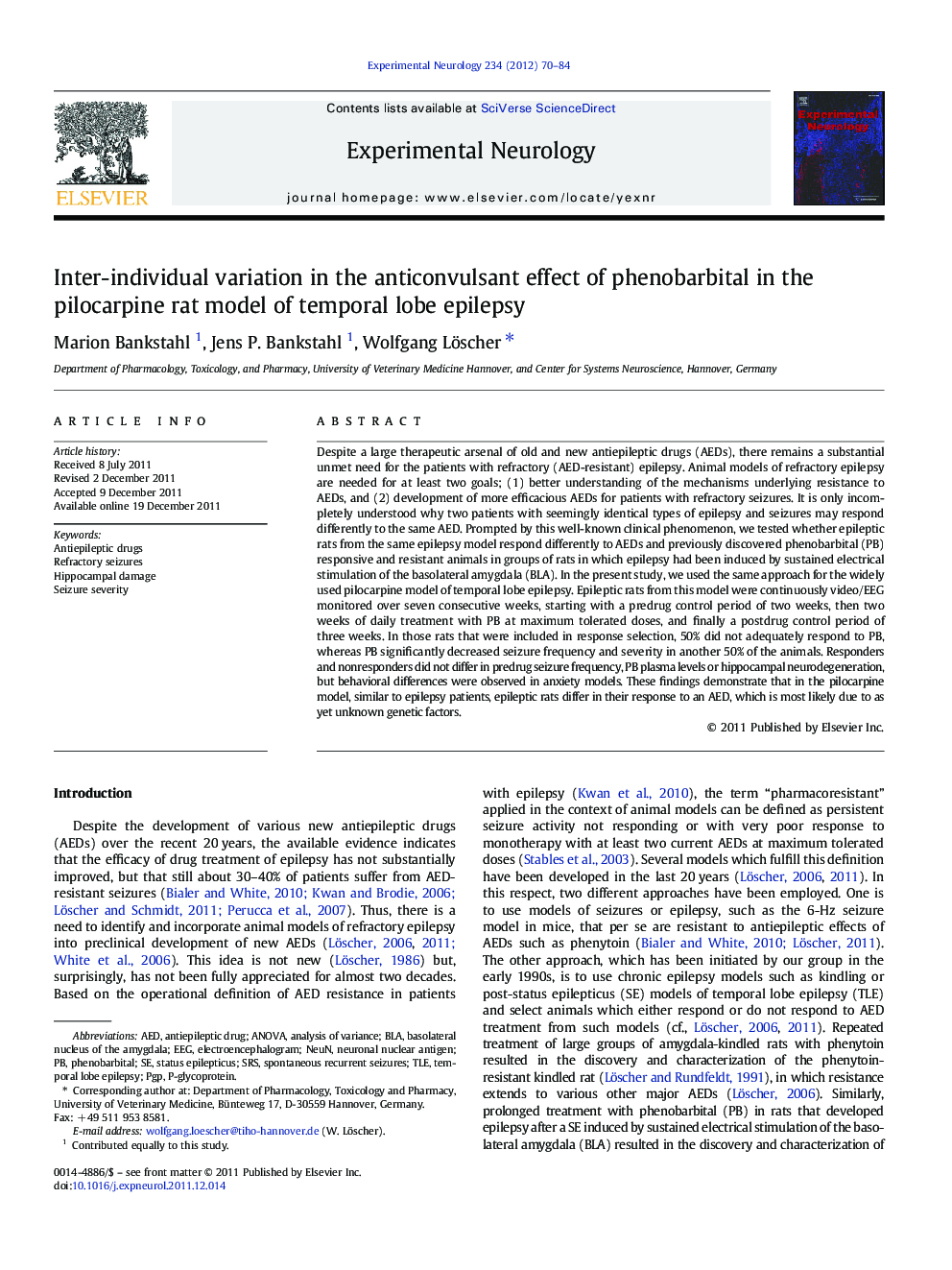 Inter-individual variation in the anticonvulsant effect of phenobarbital in the pilocarpine rat model of temporal lobe epilepsy