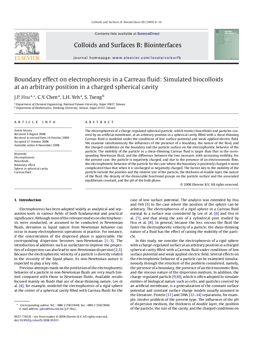 Boundary effect on electrophoresis in a Carreau fluid: Simulated biocolloids at an arbitrary position in a charged spherical cavity