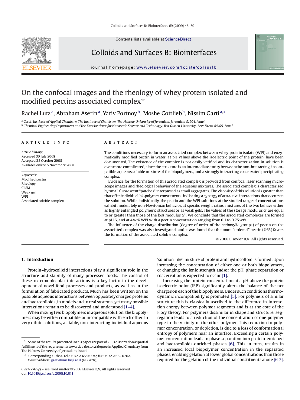 On the confocal images and the rheology of whey protein isolated and modified pectins associated complex 