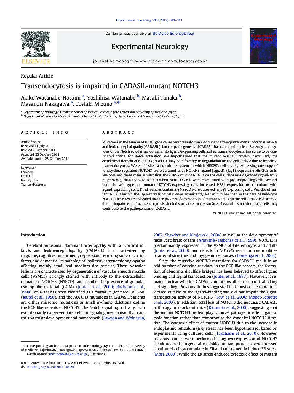 Transendocytosis is impaired in CADASIL-mutant NOTCH3