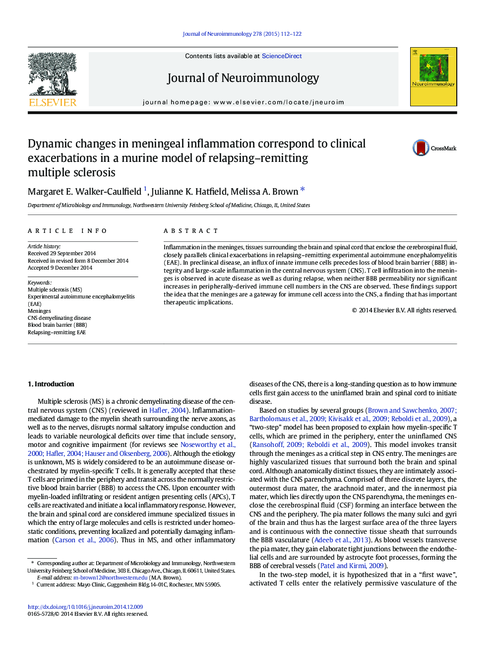 Dynamic changes in meningeal inflammation correspond to clinical exacerbations in a murine model of relapsing-remitting multiple sclerosis