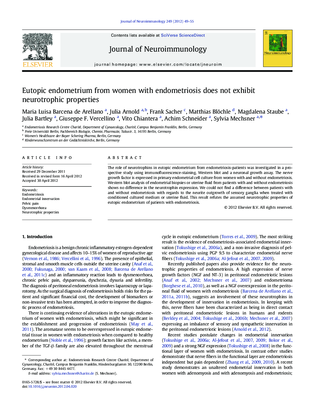 Eutopic endometrium from women with endometriosis does not exhibit neurotrophic properties