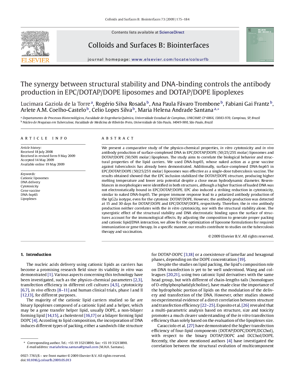 The synergy between structural stability and DNA-binding controls the antibody production in EPC/DOTAP/DOPE liposomes and DOTAP/DOPE lipoplexes