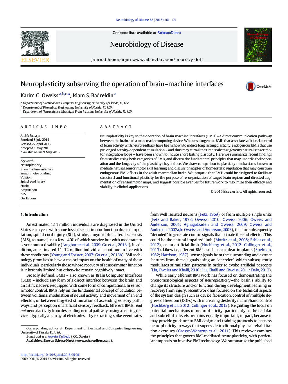 Neuroplasticity subserving the operation of brain-machine interfaces