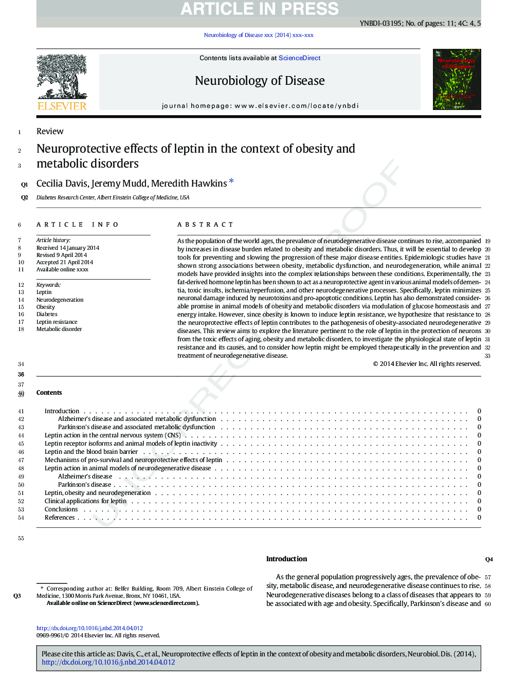 Neuroprotective effects of leptin in the context of obesity and metabolic disorders