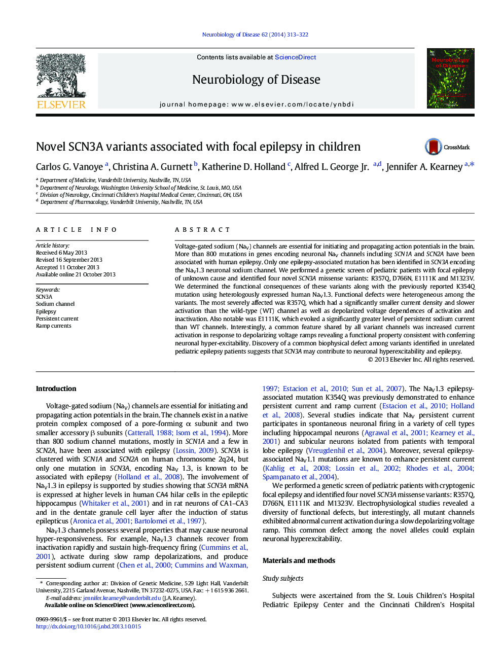 Novel SCN3A variants associated with focal epilepsy in children