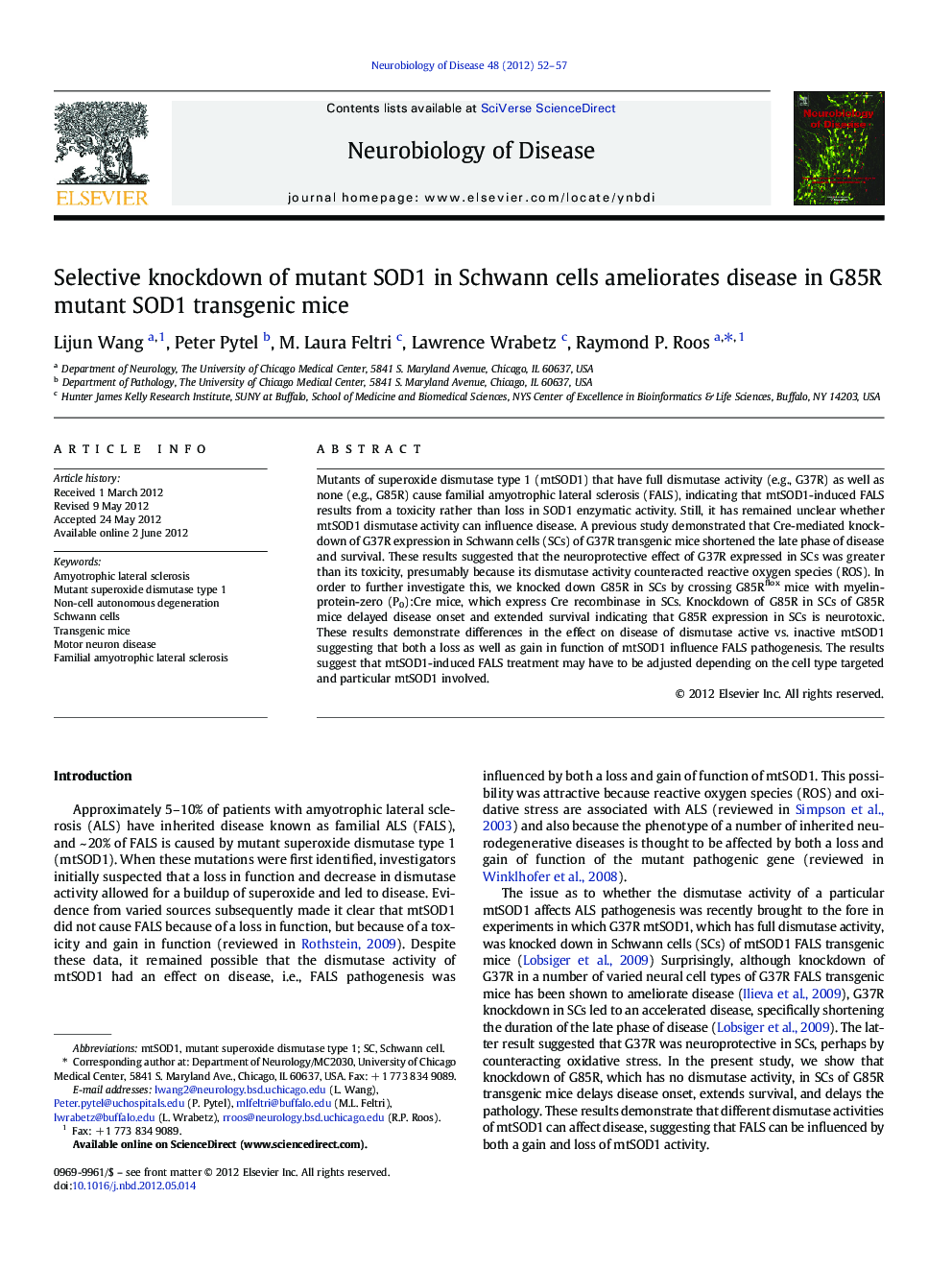 Selective knockdown of mutant SOD1 in Schwann cells ameliorates disease in G85R mutant SOD1 transgenic mice