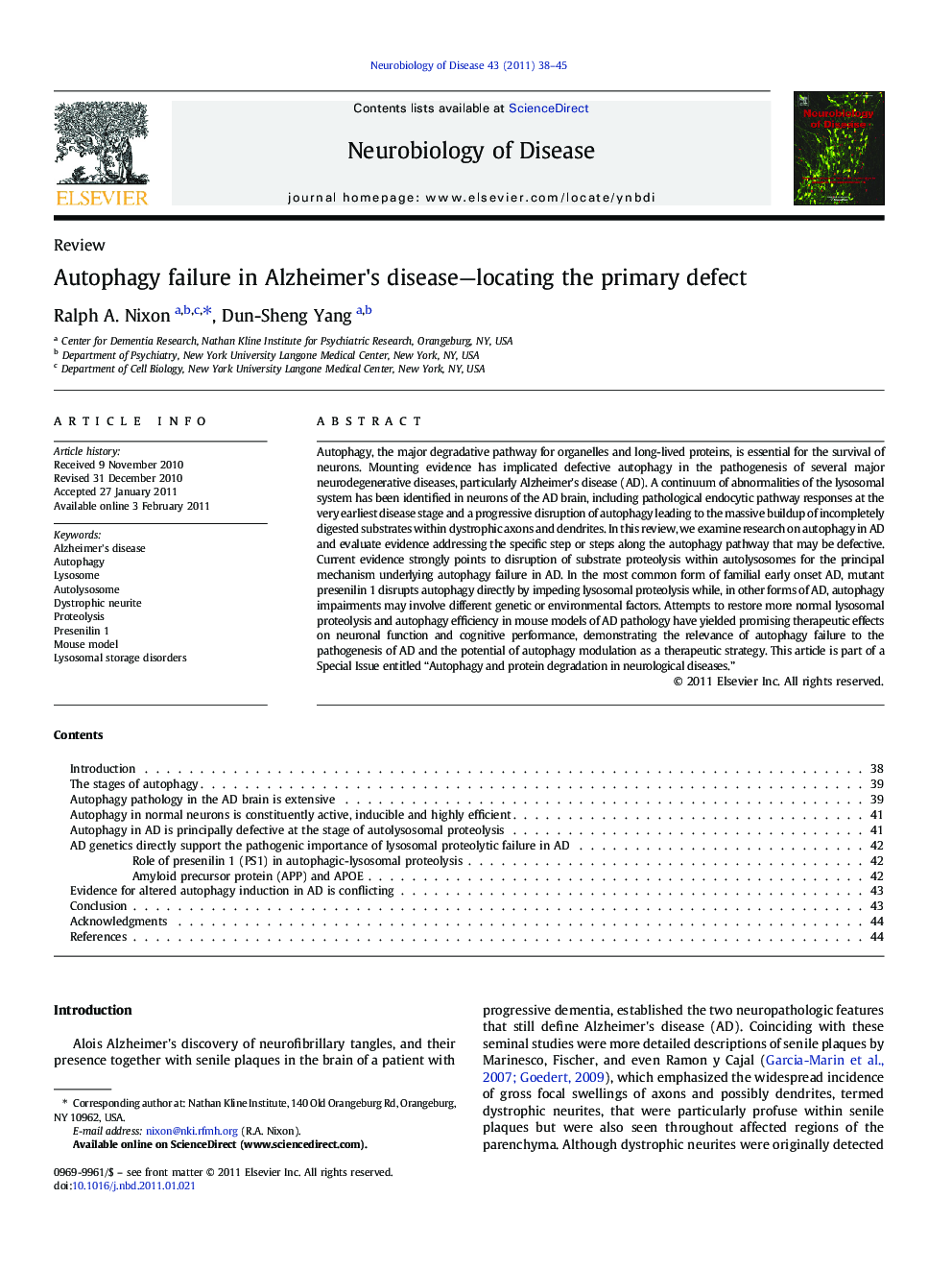 Autophagy failure in Alzheimer's disease-locating the primary defect