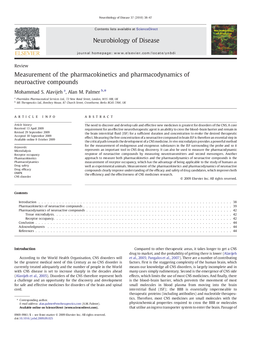 Measurement of the pharmacokinetics and pharmacodynamics of neuroactive compounds