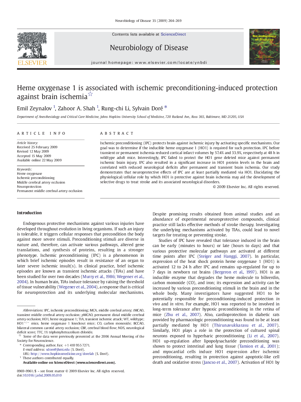 Heme oxygenase 1 is associated with ischemic preconditioning-induced protection against brain ischemia