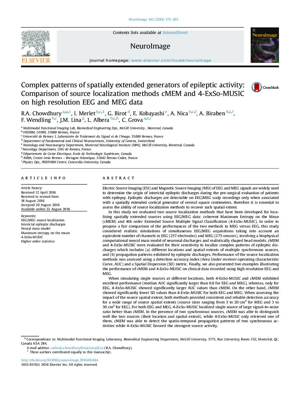 Complex patterns of spatially extended generators of epileptic activity: Comparison of source localization methods cMEM and 4-ExSo-MUSIC on high resolution EEG and MEG data