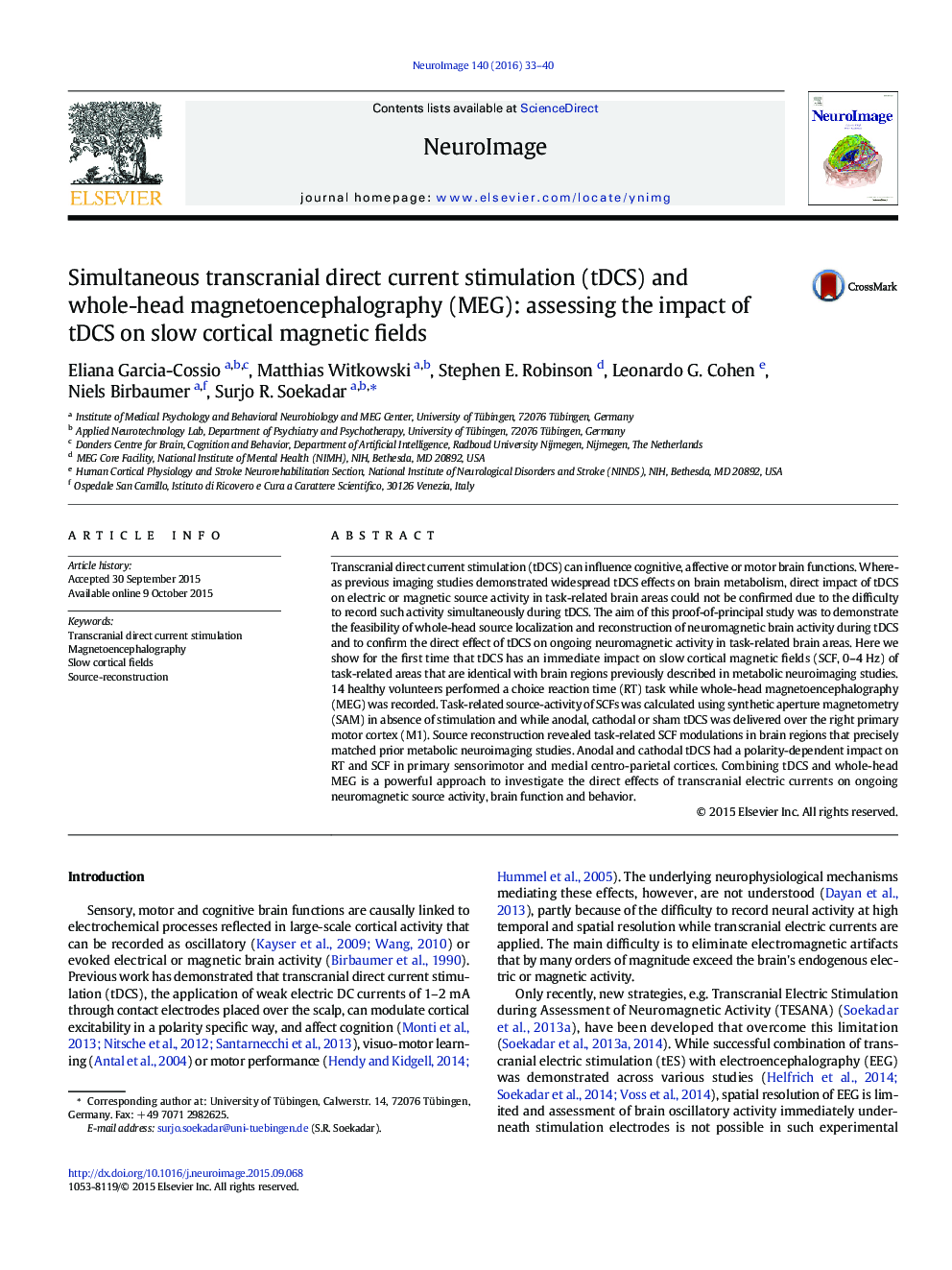 Simultaneous transcranial direct current stimulation (tDCS) and whole-head magnetoencephalography (MEG): assessing the impact of tDCS on slow cortical magnetic fields