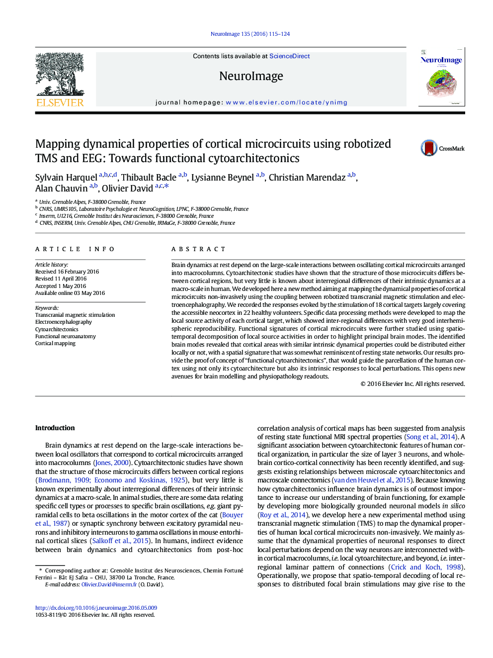 Mapping dynamical properties of cortical microcircuits using robotized TMS and EEG: Towards functional cytoarchitectonics