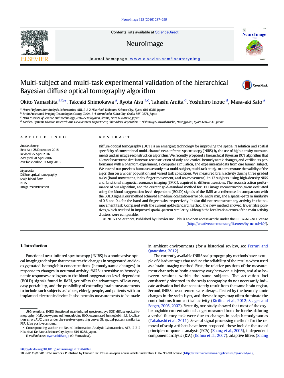 Multi-subject and multi-task experimental validation of the hierarchical Bayesian diffuse optical tomography algorithm