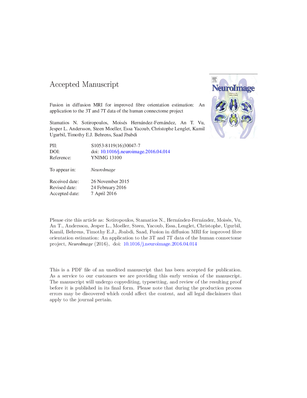Fusion in diffusion MRI for improved fibre orientation estimation: An application to the 3T and 7T data of the Human Connectome Project