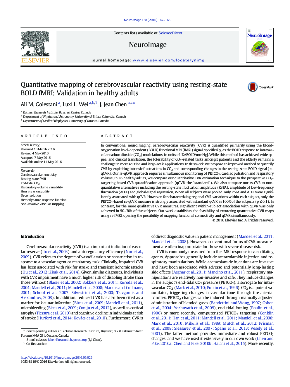 Quantitative mapping of cerebrovascular reactivity using resting-state BOLD fMRI: Validation in healthy adults