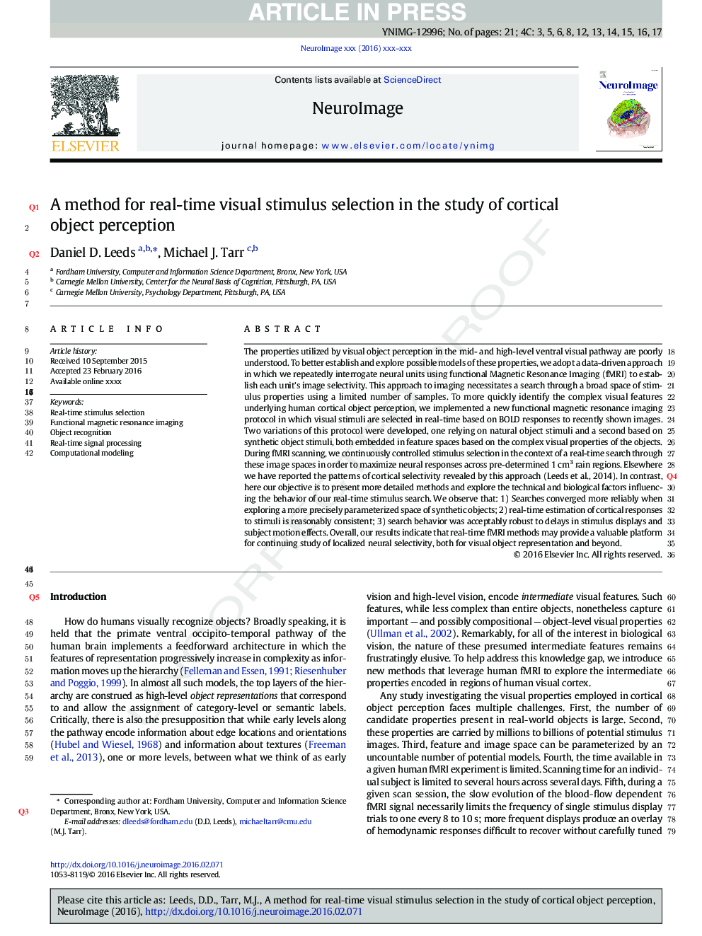 A method for real-time visual stimulus selection in the study of cortical object perception