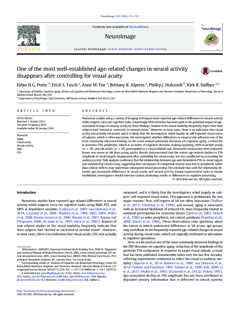 One of the most well-established age-related changes in neural activity disappears after controlling for visual acuity