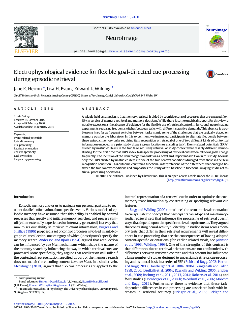 Electrophysiological evidence for flexible goal-directed cue processing during episodic retrieval