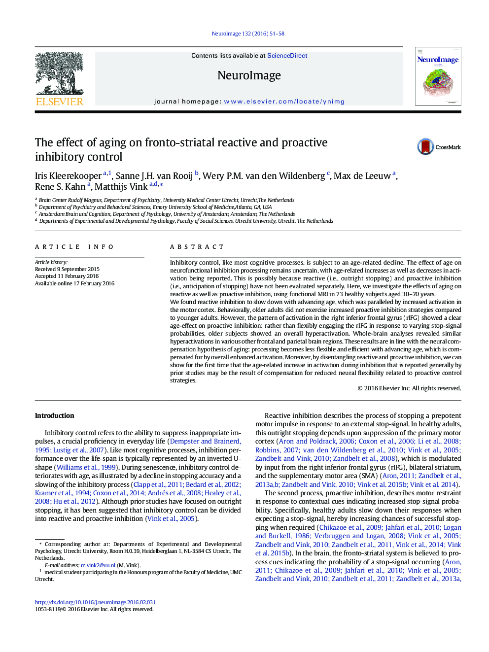 The effect of aging on fronto-striatal reactive and proactive inhibitory control