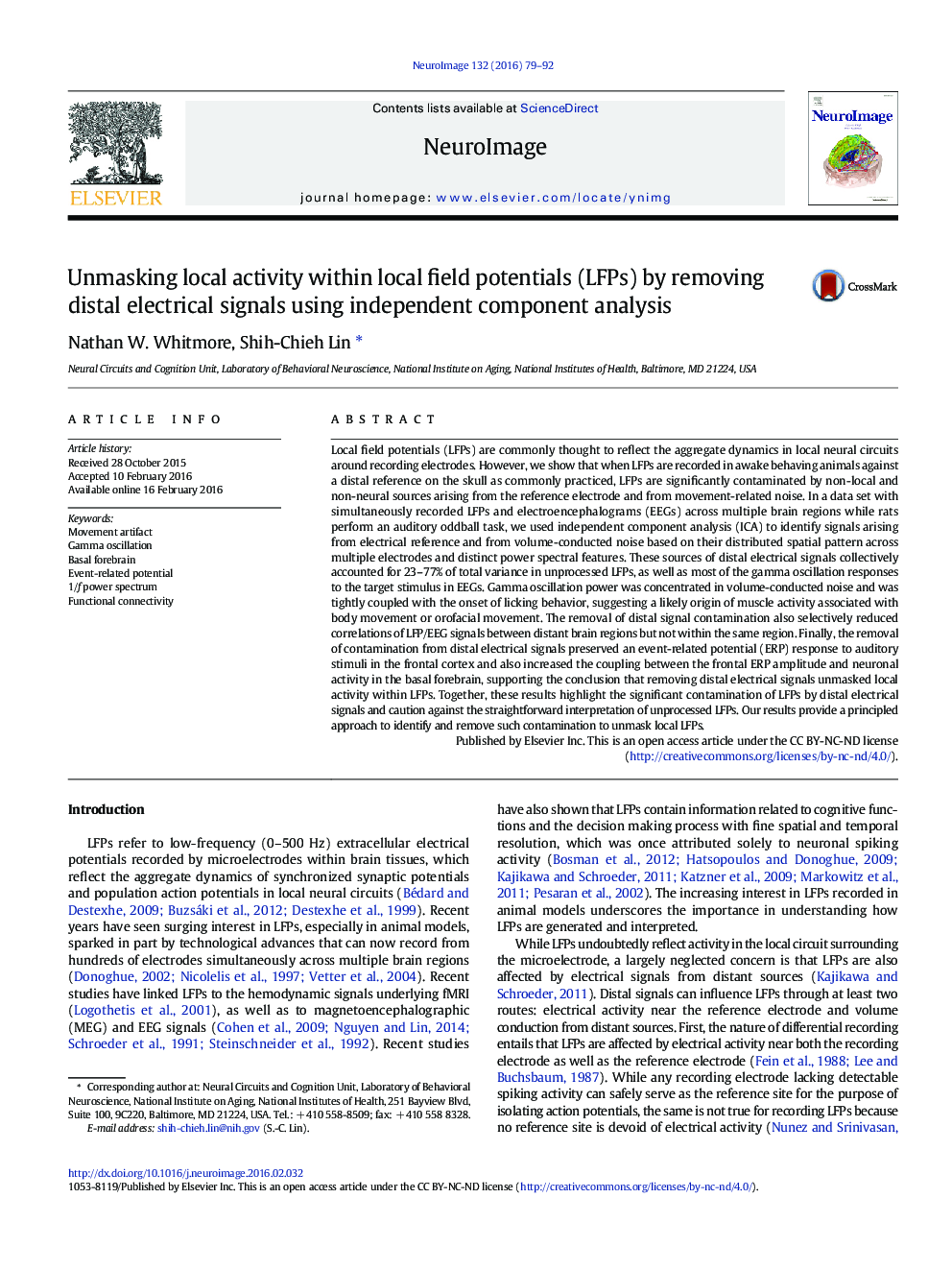 Unmasking local activity within local field potentials (LFPs) by removing distal electrical signals using independent component analysis