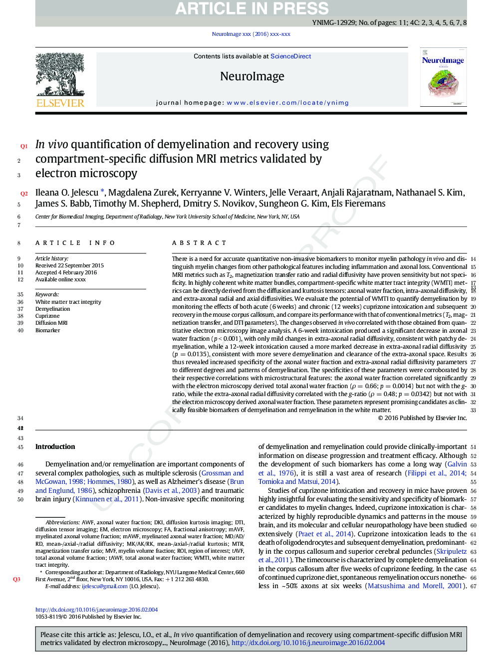 In vivo quantification of demyelination and recovery using compartment-specific diffusion MRI metrics validated by electron microscopy