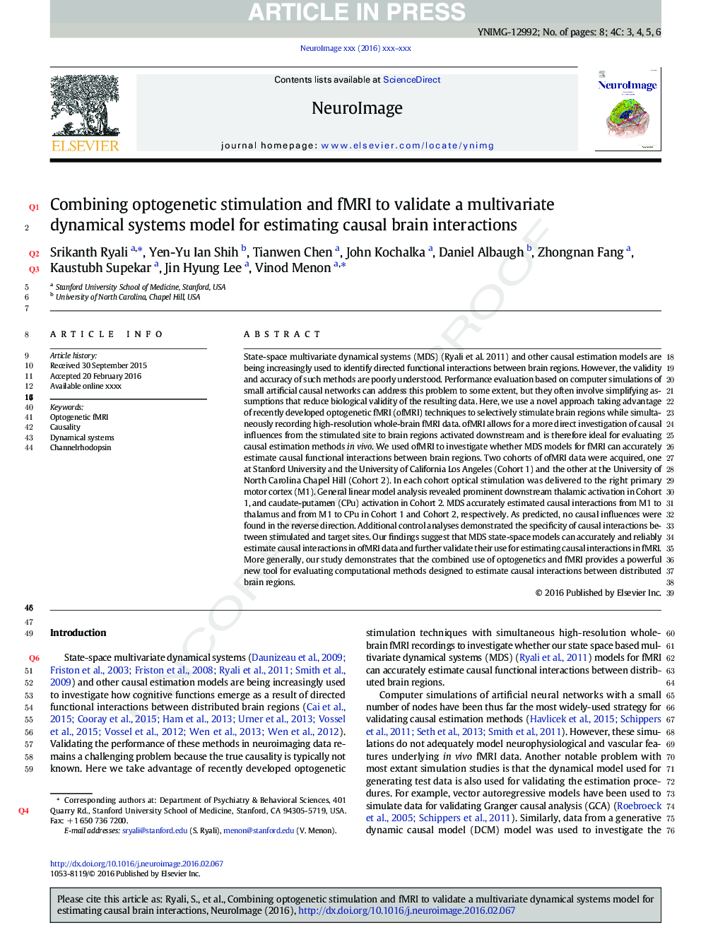 Combining optogenetic stimulation and fMRI to validate a multivariate dynamical systems model for estimating causal brain interactions