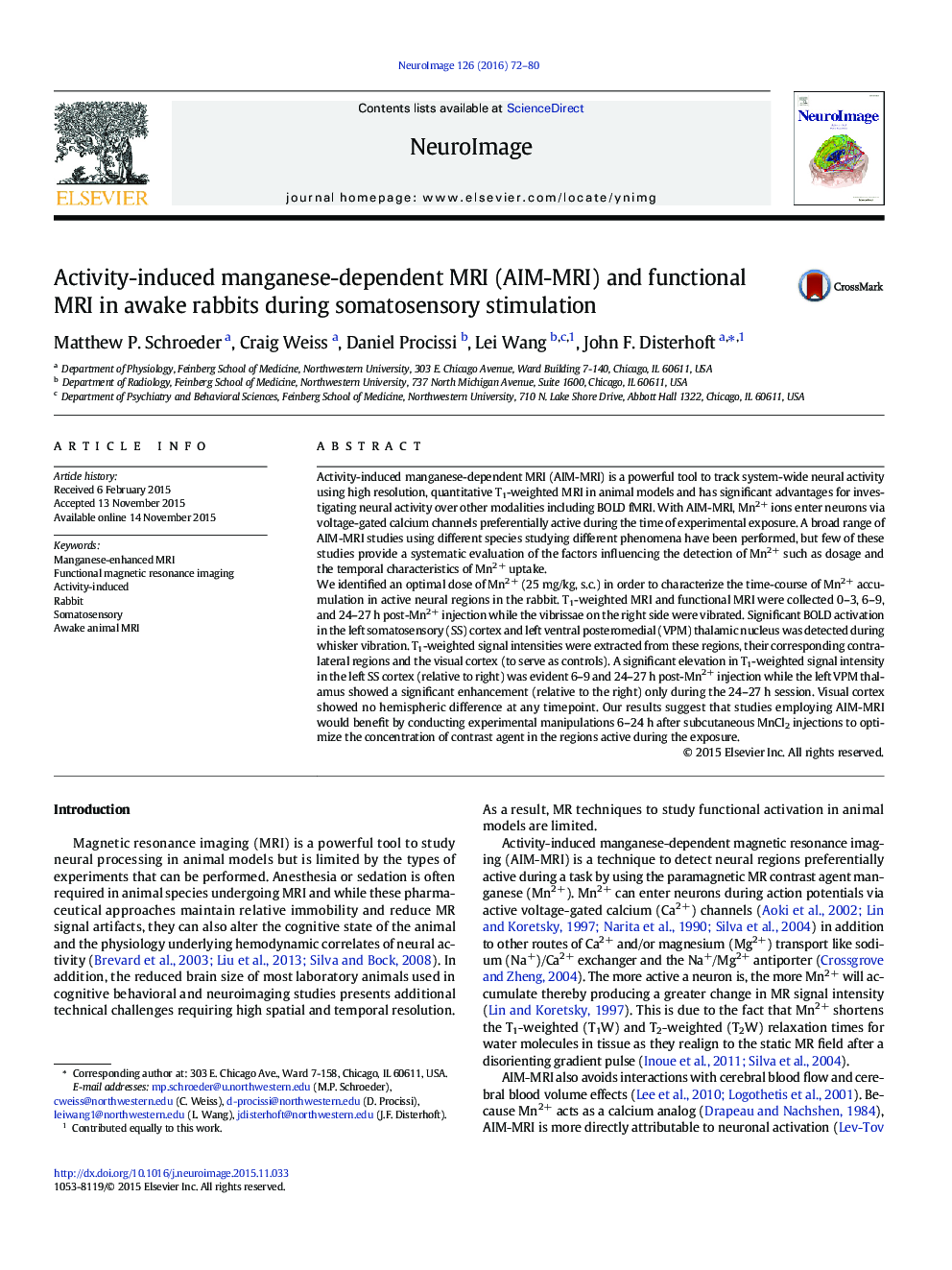 Activity-induced manganese-dependent MRI (AIM-MRI) and functional MRI in awake rabbits during somatosensory stimulation