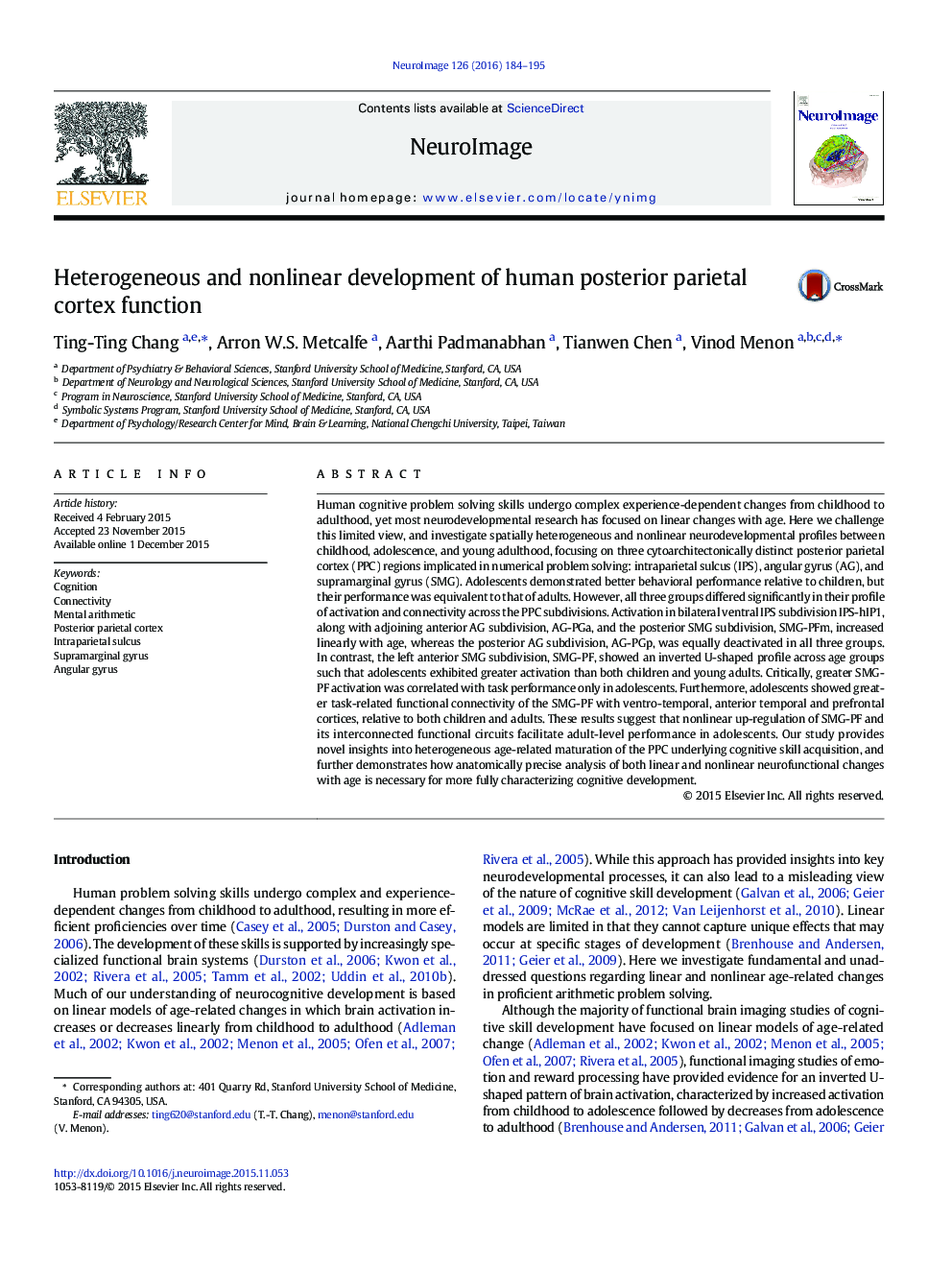 Heterogeneous and nonlinear development of human posterior parietal cortex function